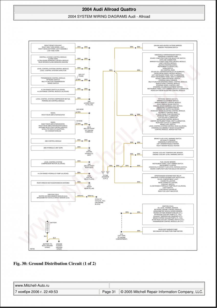 Audi A6 Allroad C5 Quattro wiring diagrams / page 31