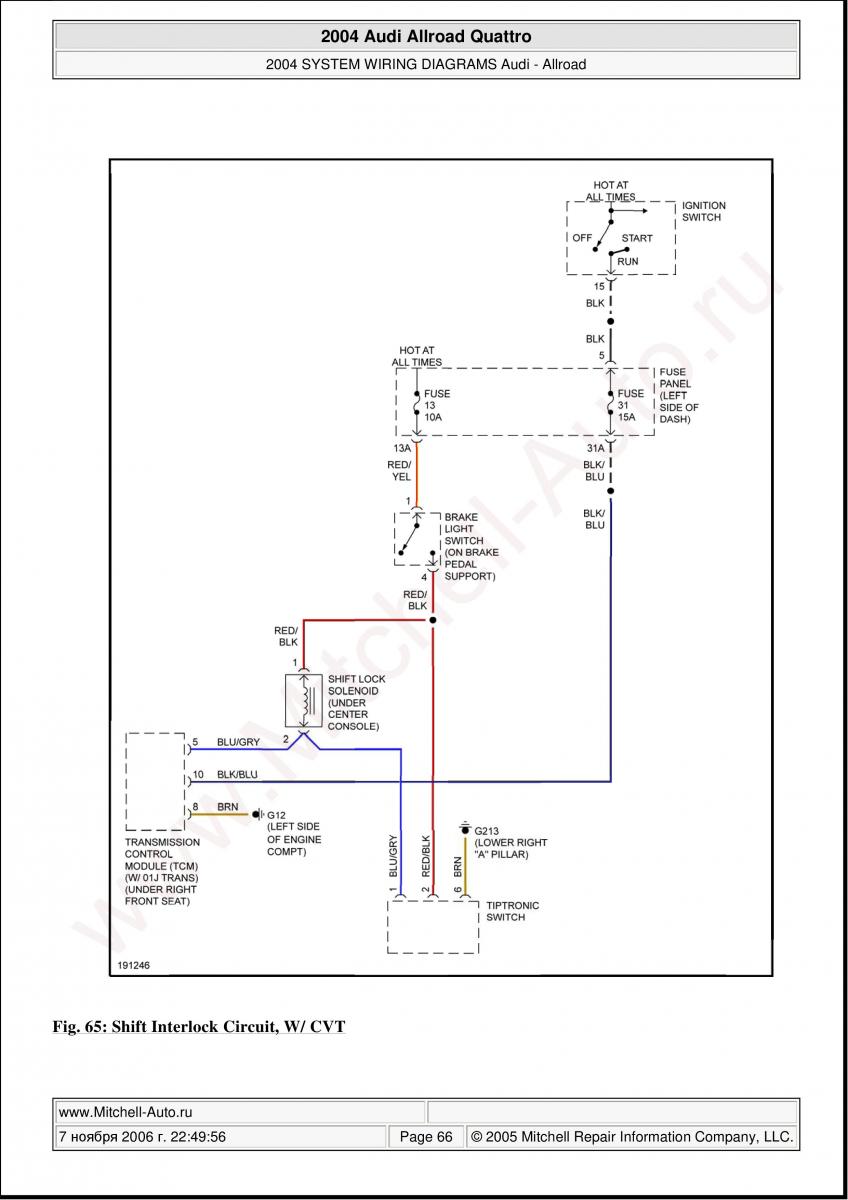 Audi A6 Allroad C5 Quattro wiring diagrams / page 66