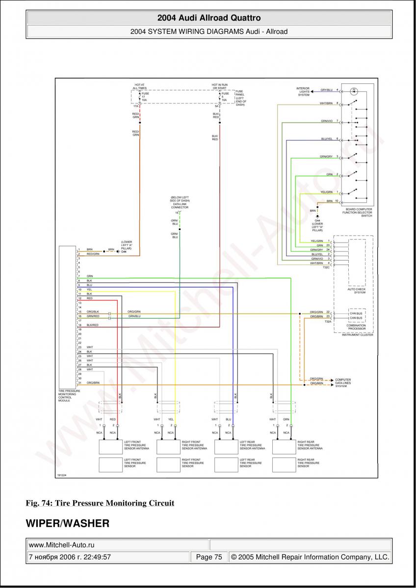 Audi A6 Allroad C5 Quattro wiring diagrams / page 75