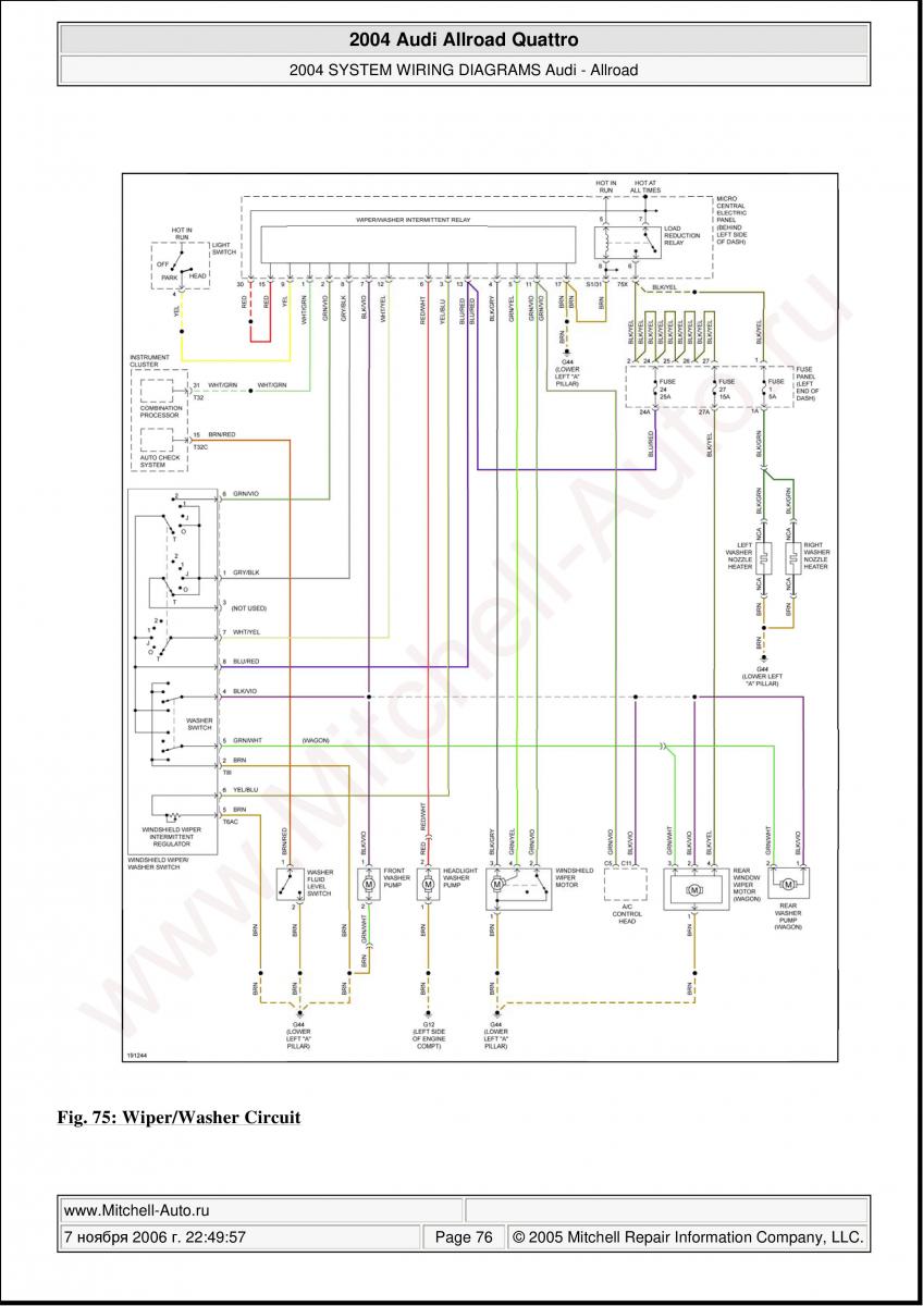 Audi A6 Allroad C5 Quattro wiring diagrams / page 76