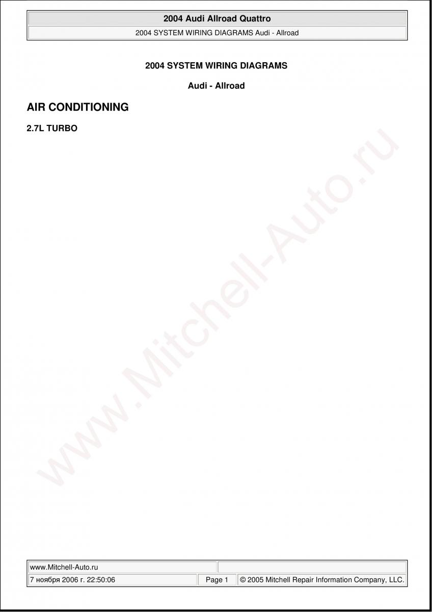 Audi A6 Allroad C5 Quattro wiring diagrams / page 1