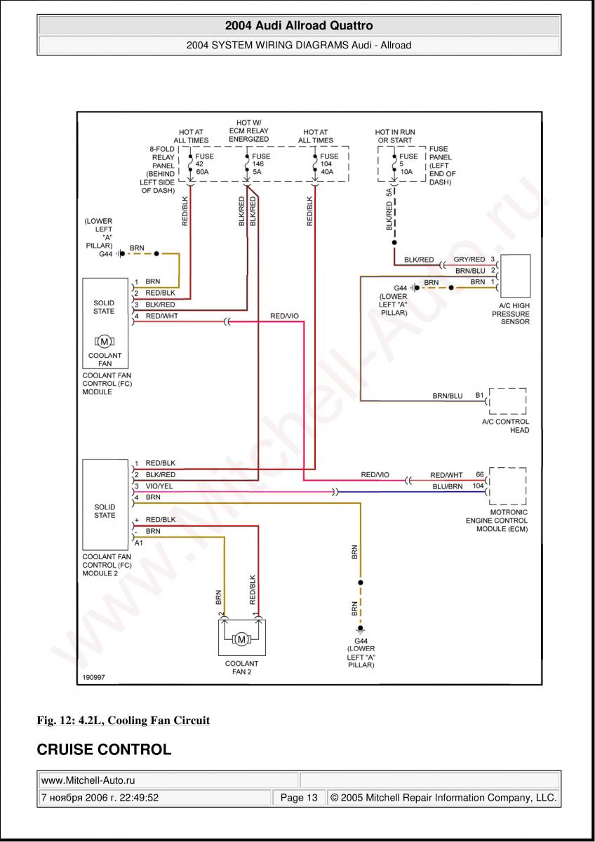 Audi A6 Allroad C5 Quattro wiring diagrams / page 13