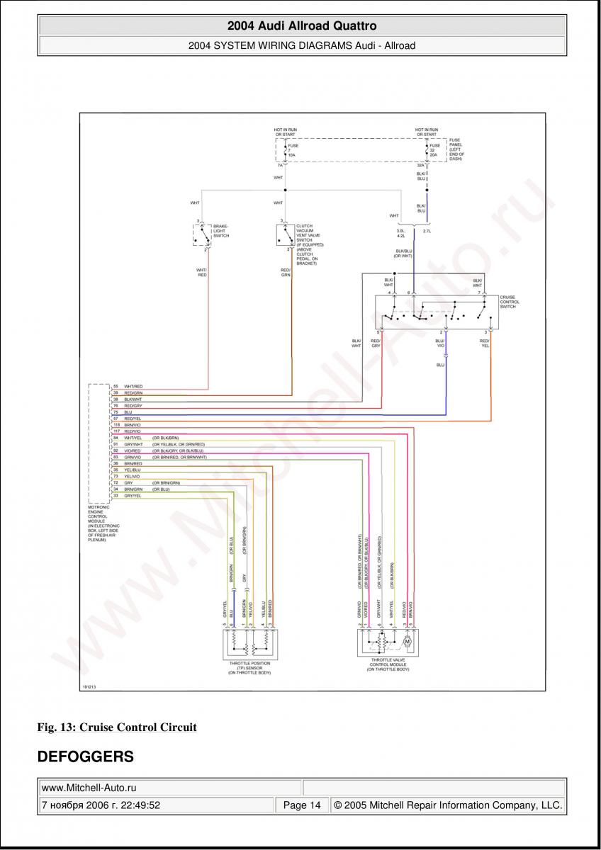 Audi A6 Allroad C5 Quattro wiring diagrams / page 14