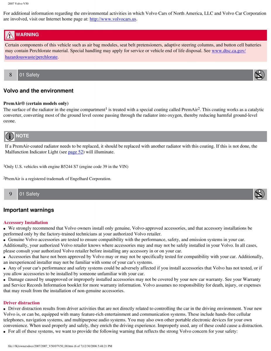 manual  Volvo V50 owners manual / page 6