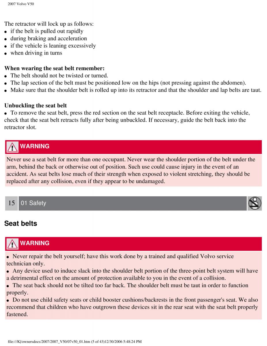 manual  Volvo V50 owners manual / page 12