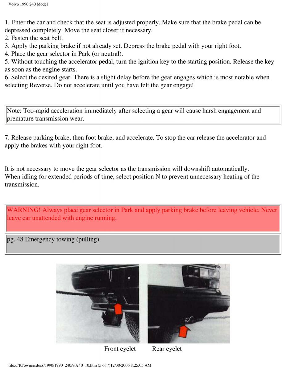 Volvo 240 owners manual / page 61