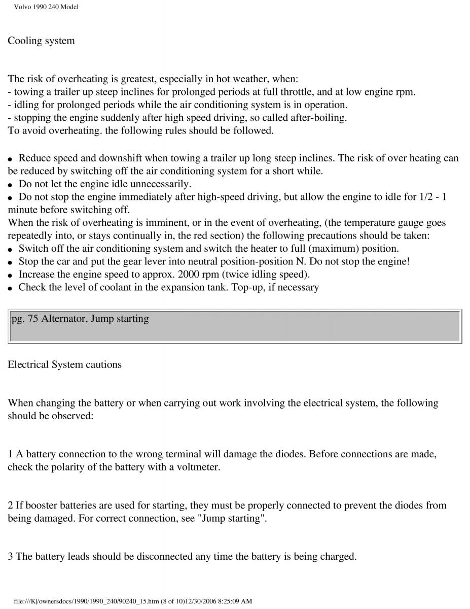 Volvo 240 owners manual / page 100