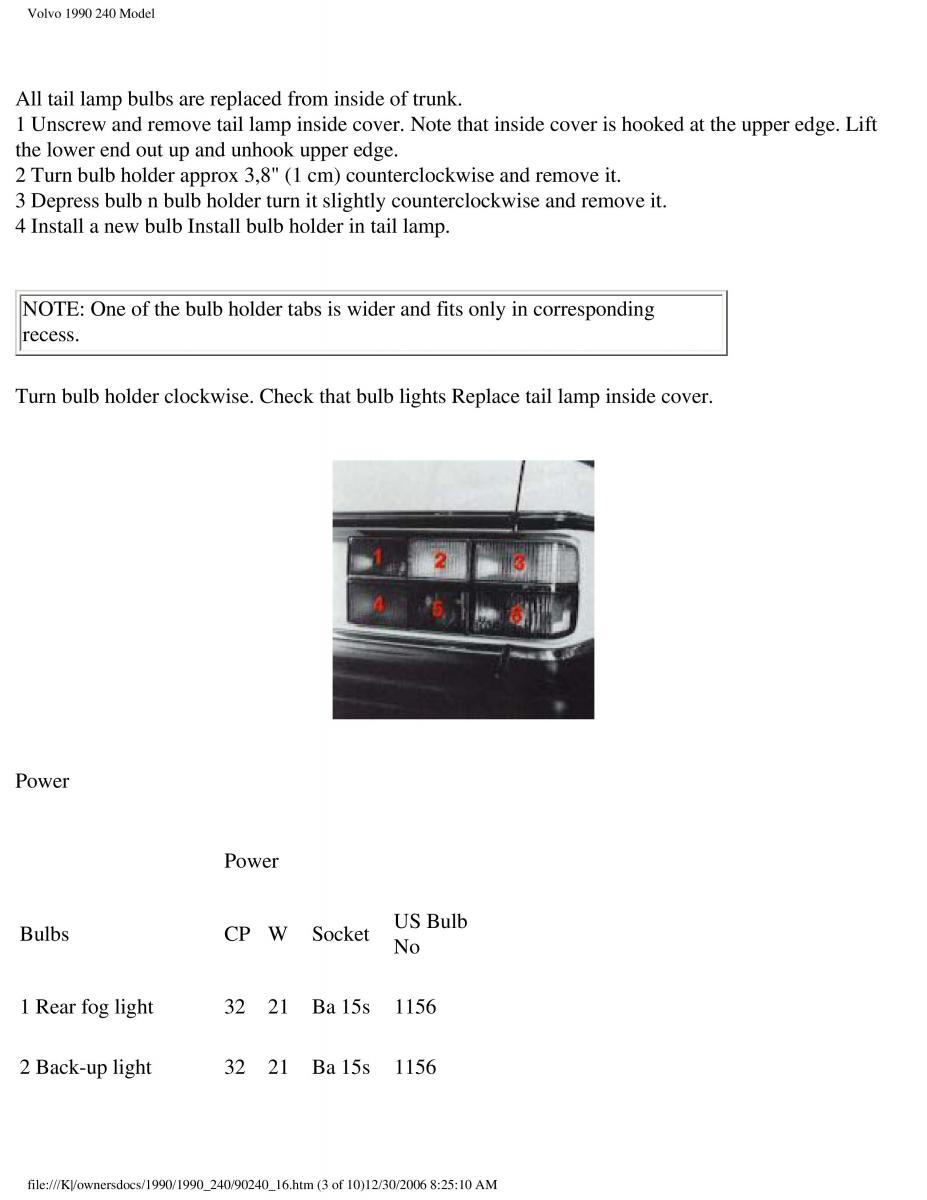 Volvo 240 owners manual / page 105