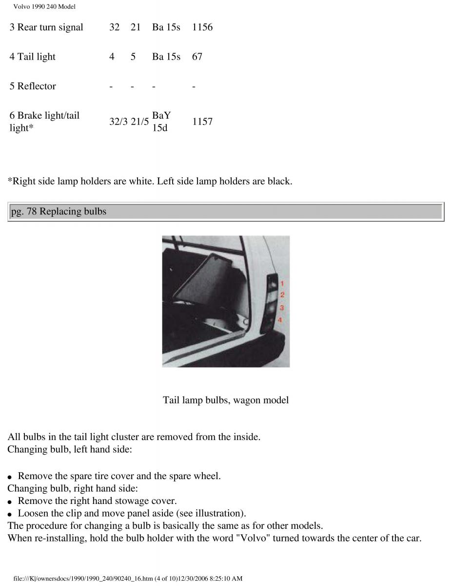 Volvo 240 owners manual / page 106