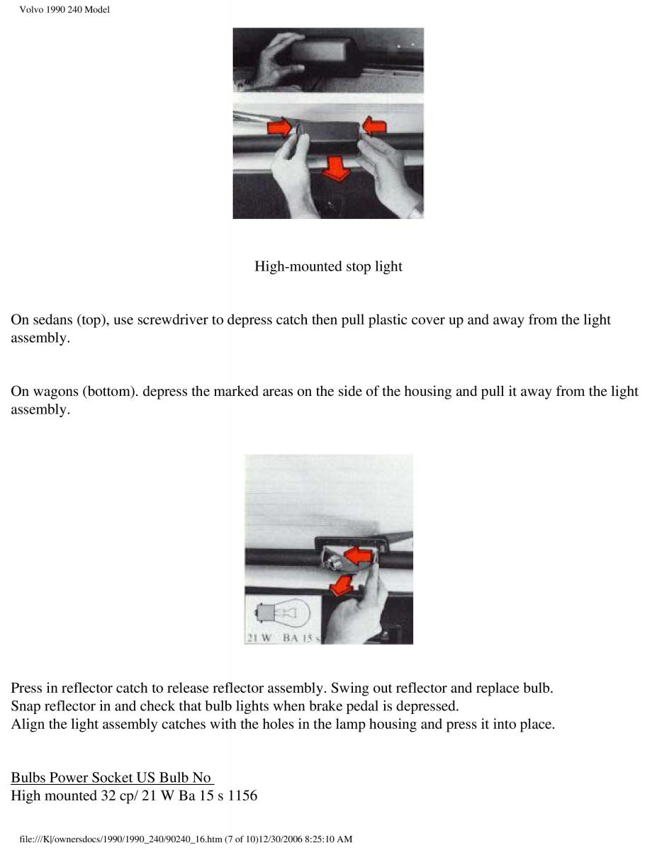 Volvo 240 owners manual / page 109