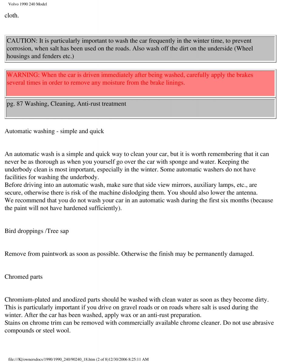 Volvo 240 owners manual / page 116