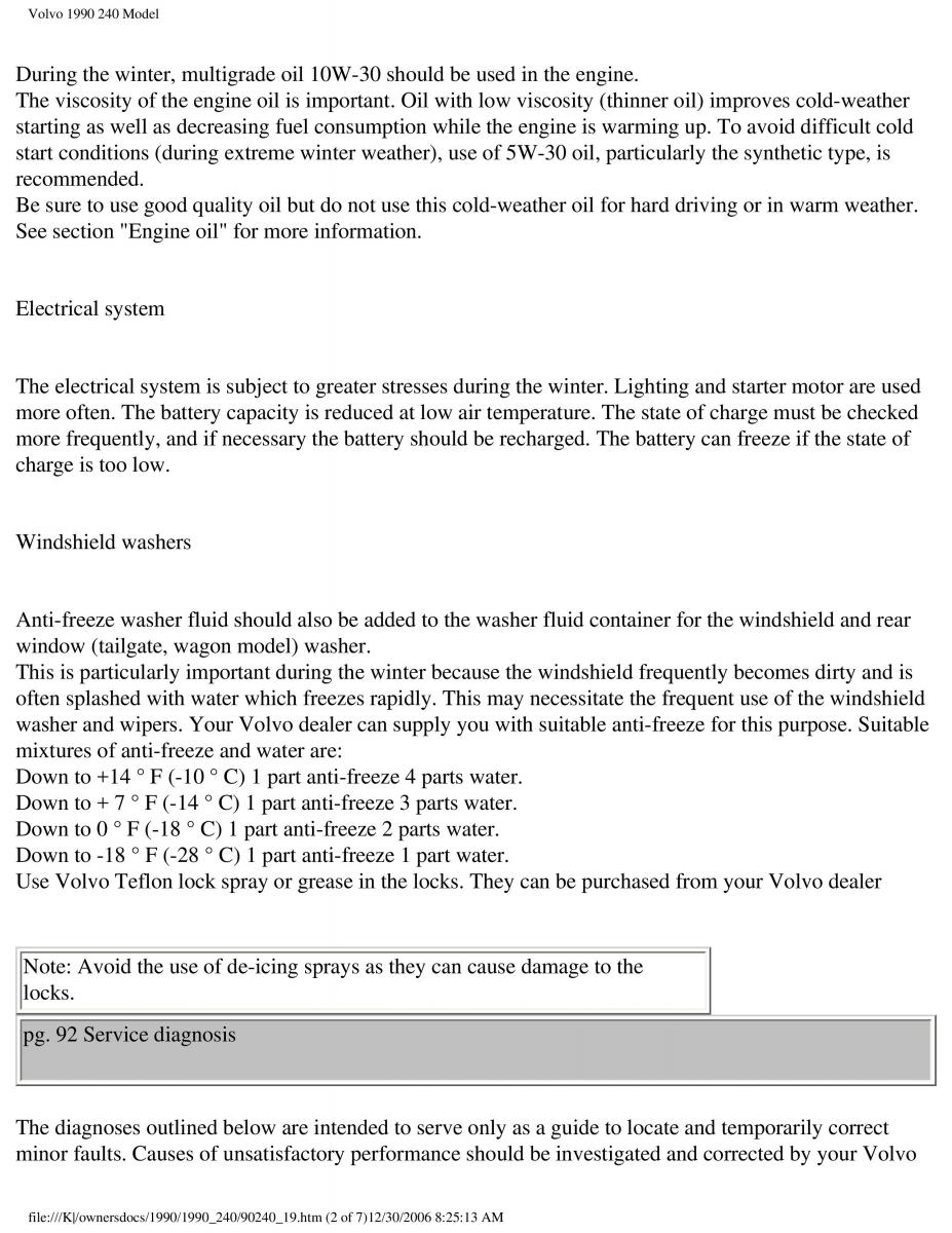 Volvo 240 owners manual / page 124