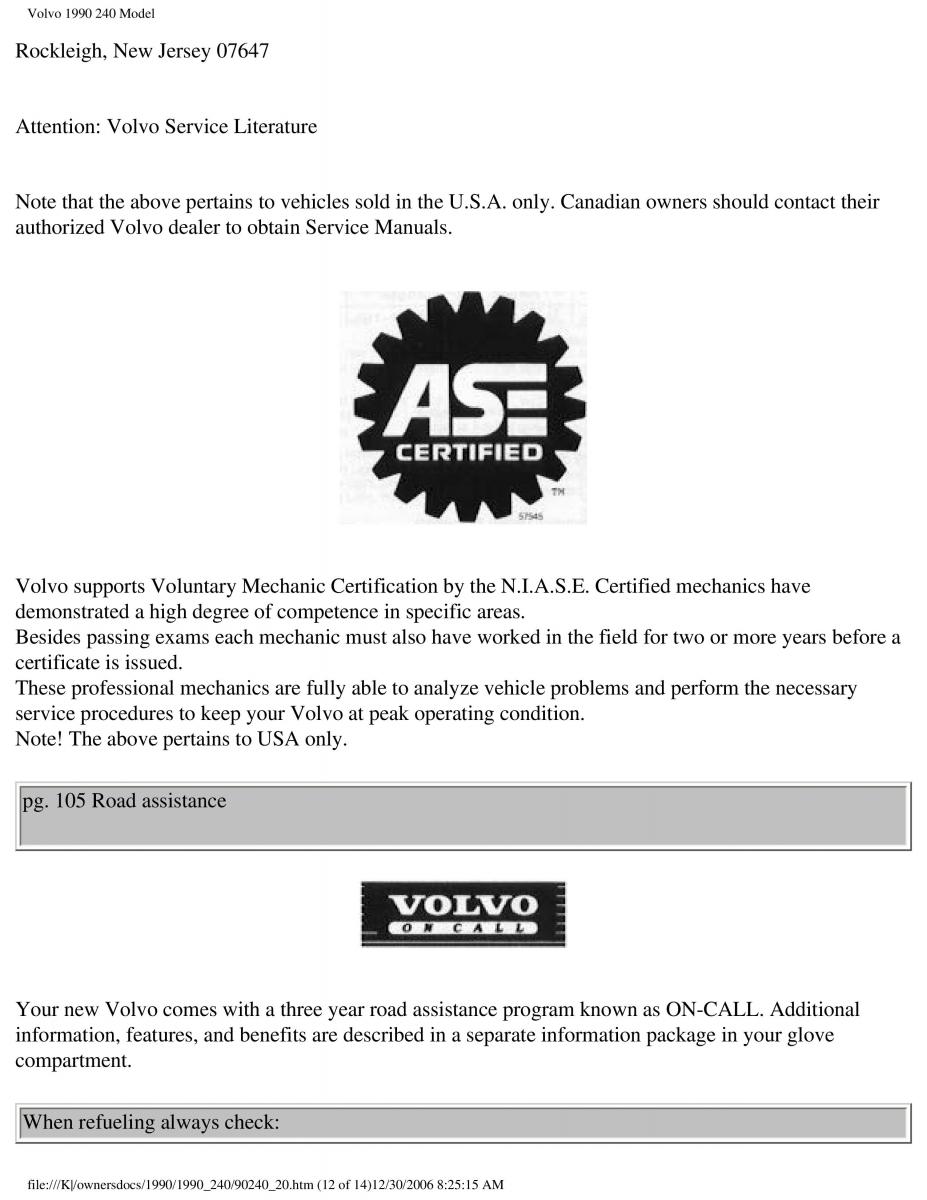 Volvo 240 owners manual / page 141