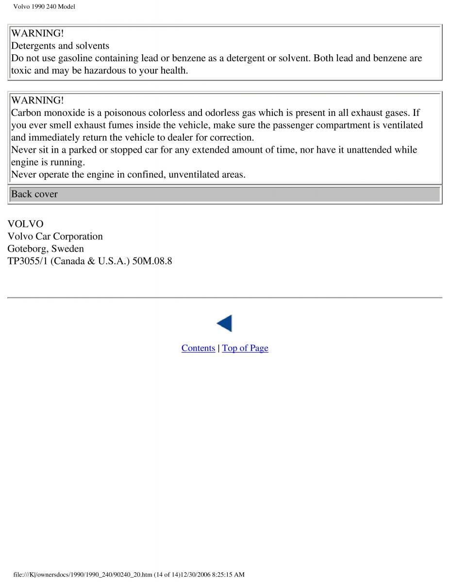 Volvo 240 owners manual / page 143