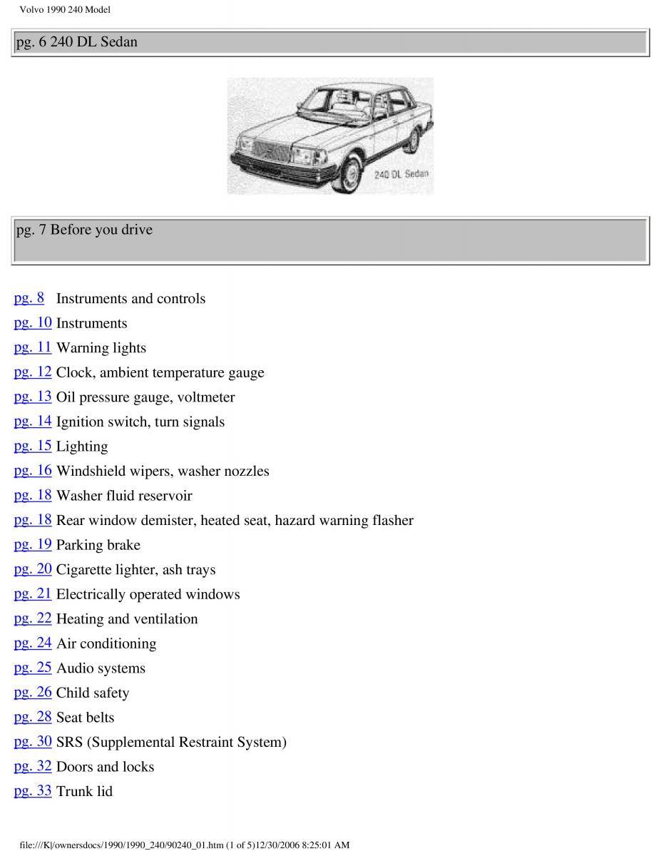 Volvo 240 owners manual / page 5