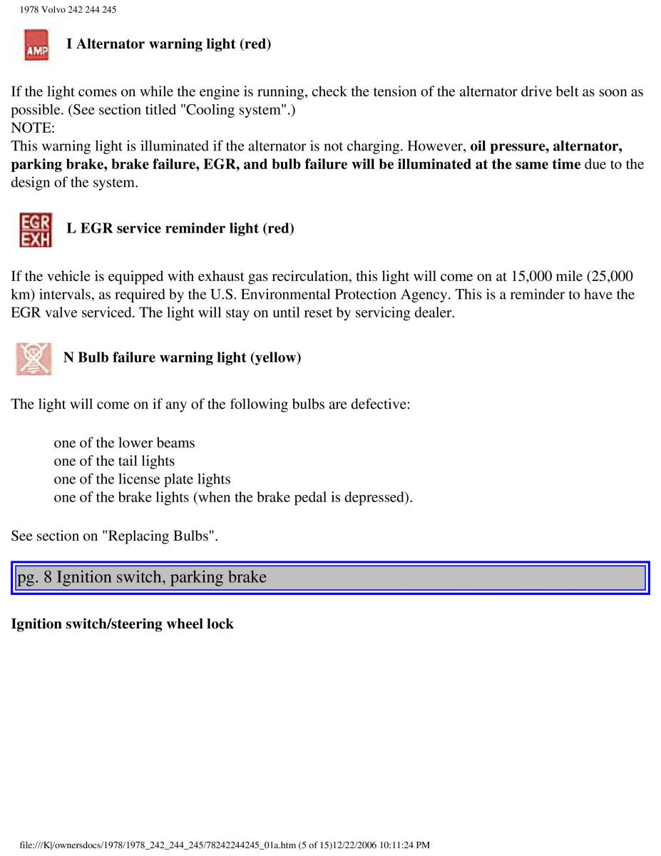 Volvo 242 244 245 owners manual / page 9