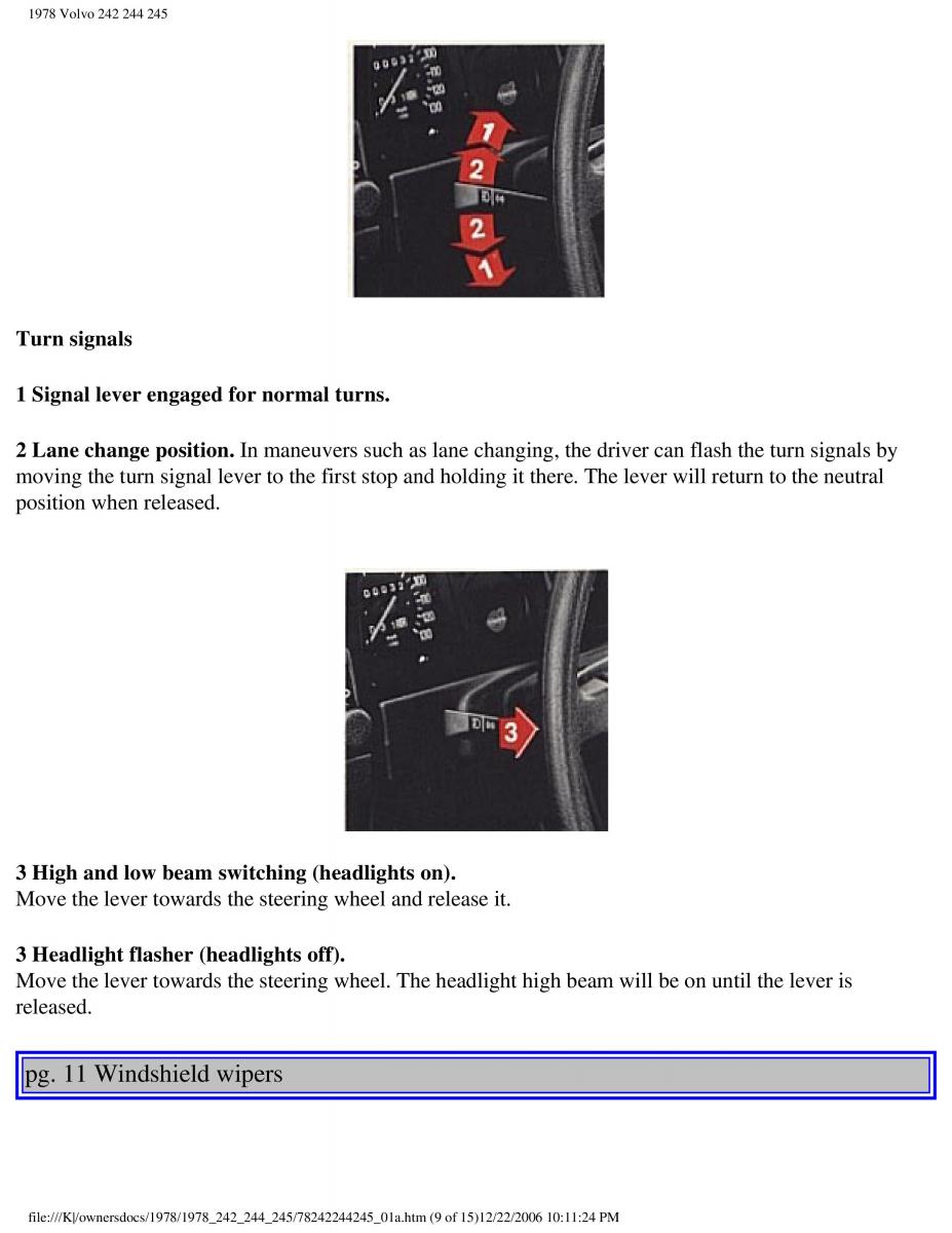 Volvo 242 244 245 owners manual / page 13