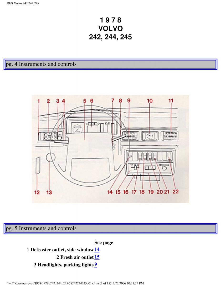 Volvo 242 244 245 owners manual / page 5