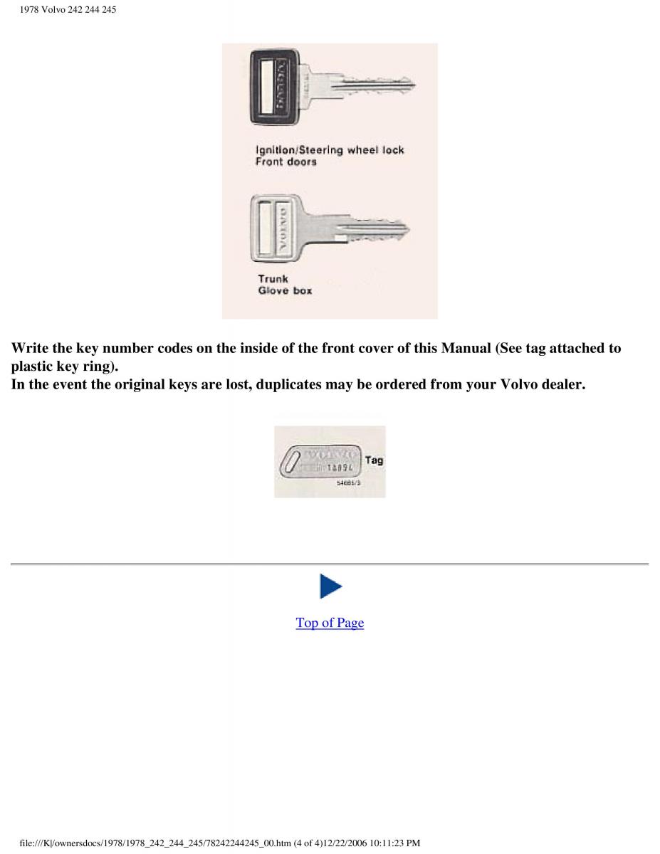 Volvo 242 244 245 owners manual / page 4