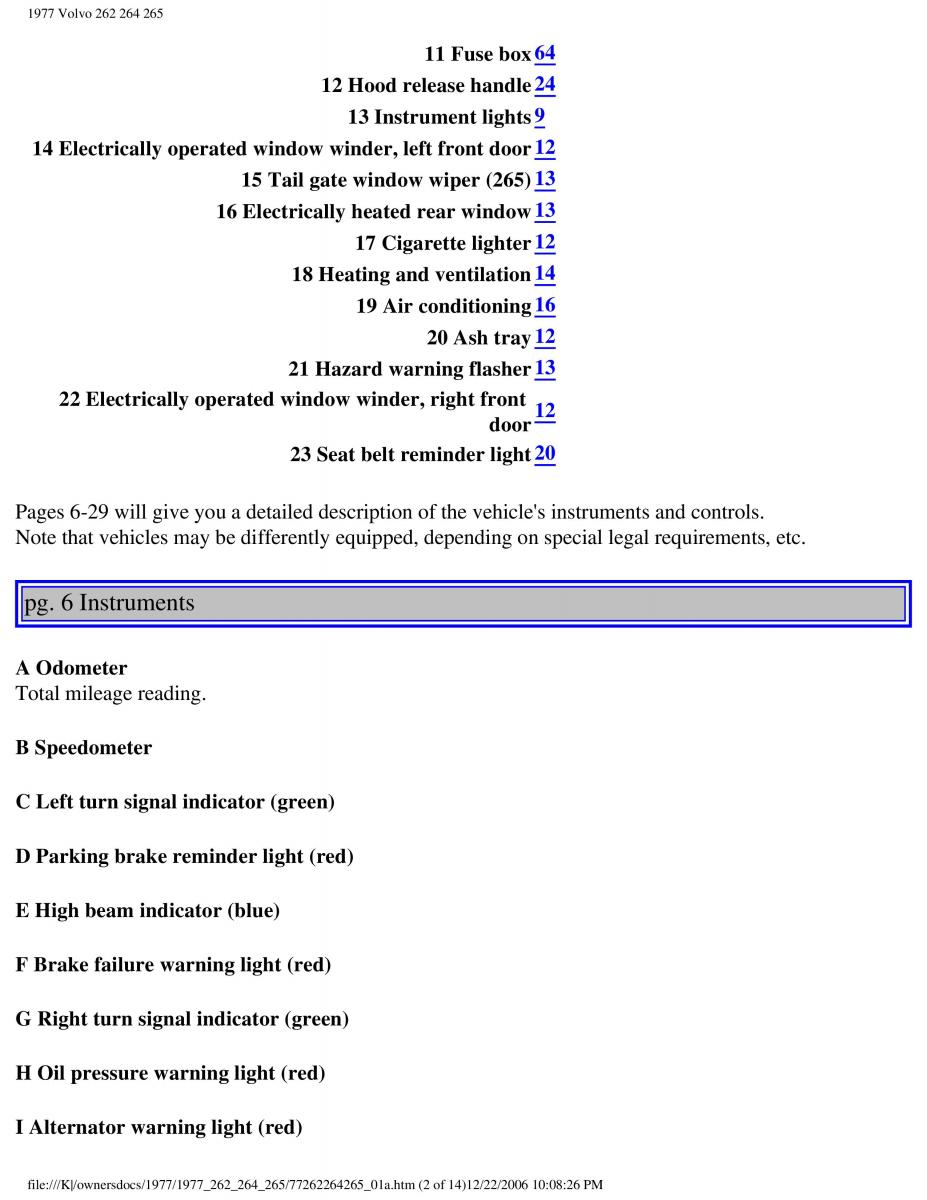 manual  Volvo 262 264 265 owners manual / page 6