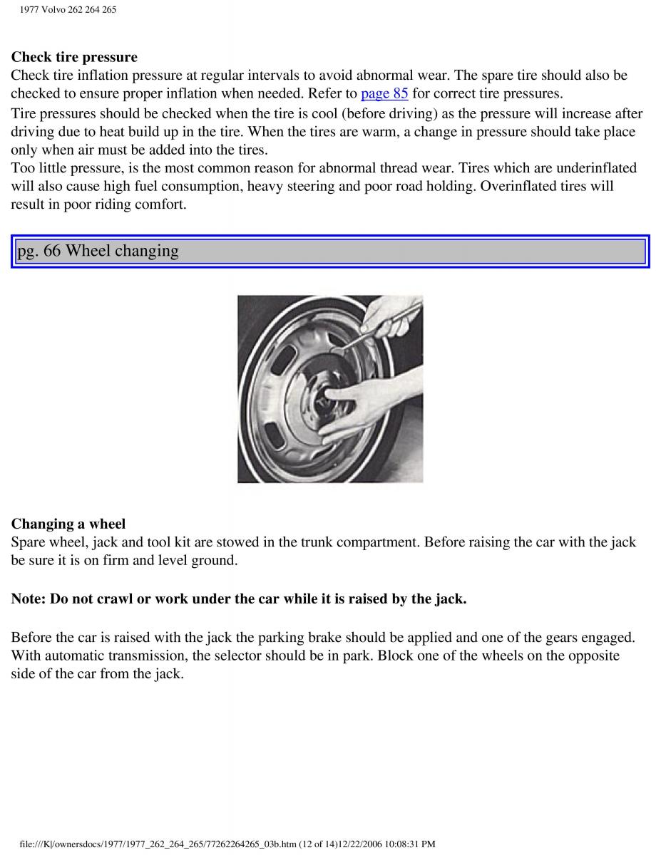 Volvo 262 264 265 owners manual / page 72
