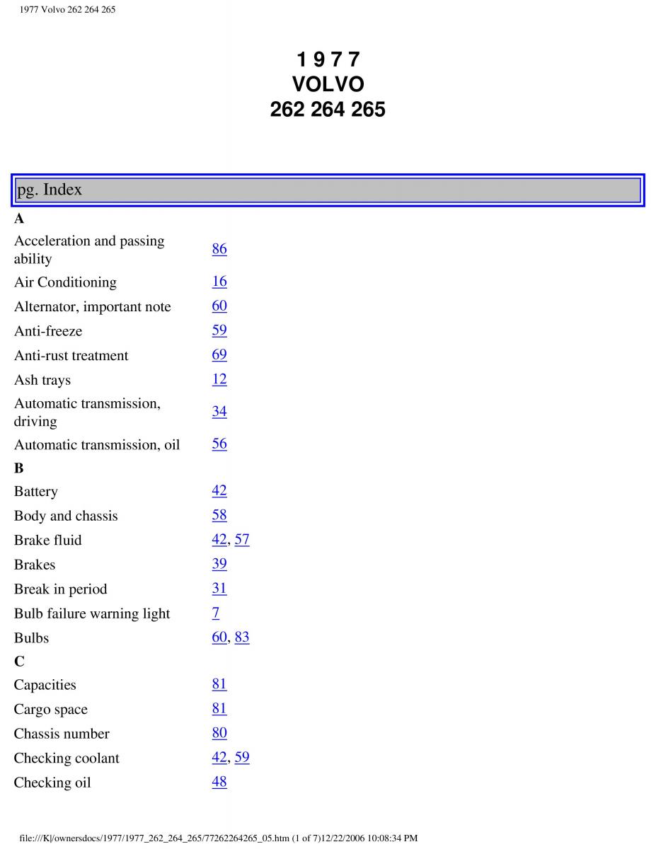 Volvo 262 264 265 owners manual / page 98