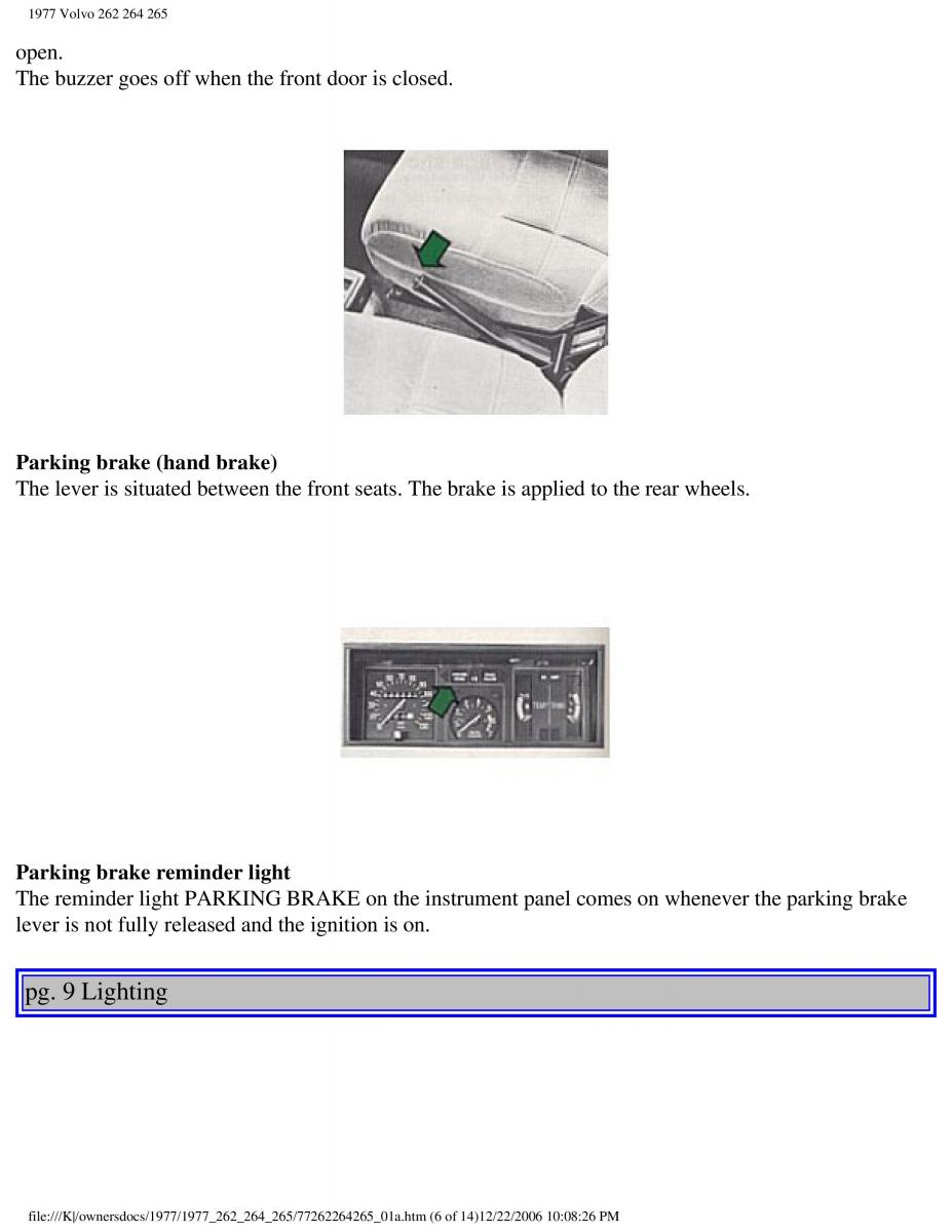 Volvo 262 264 265 owners manual / page 10