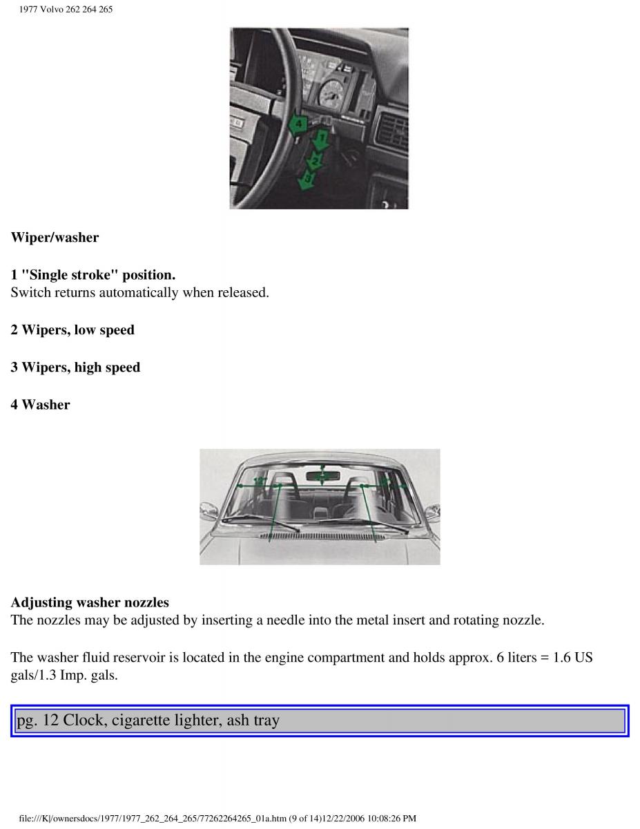 Volvo 262 264 265 owners manual / page 13
