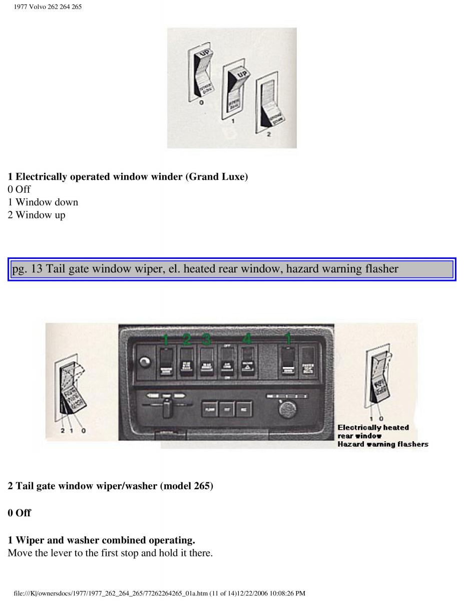 Volvo 262 264 265 owners manual / page 15