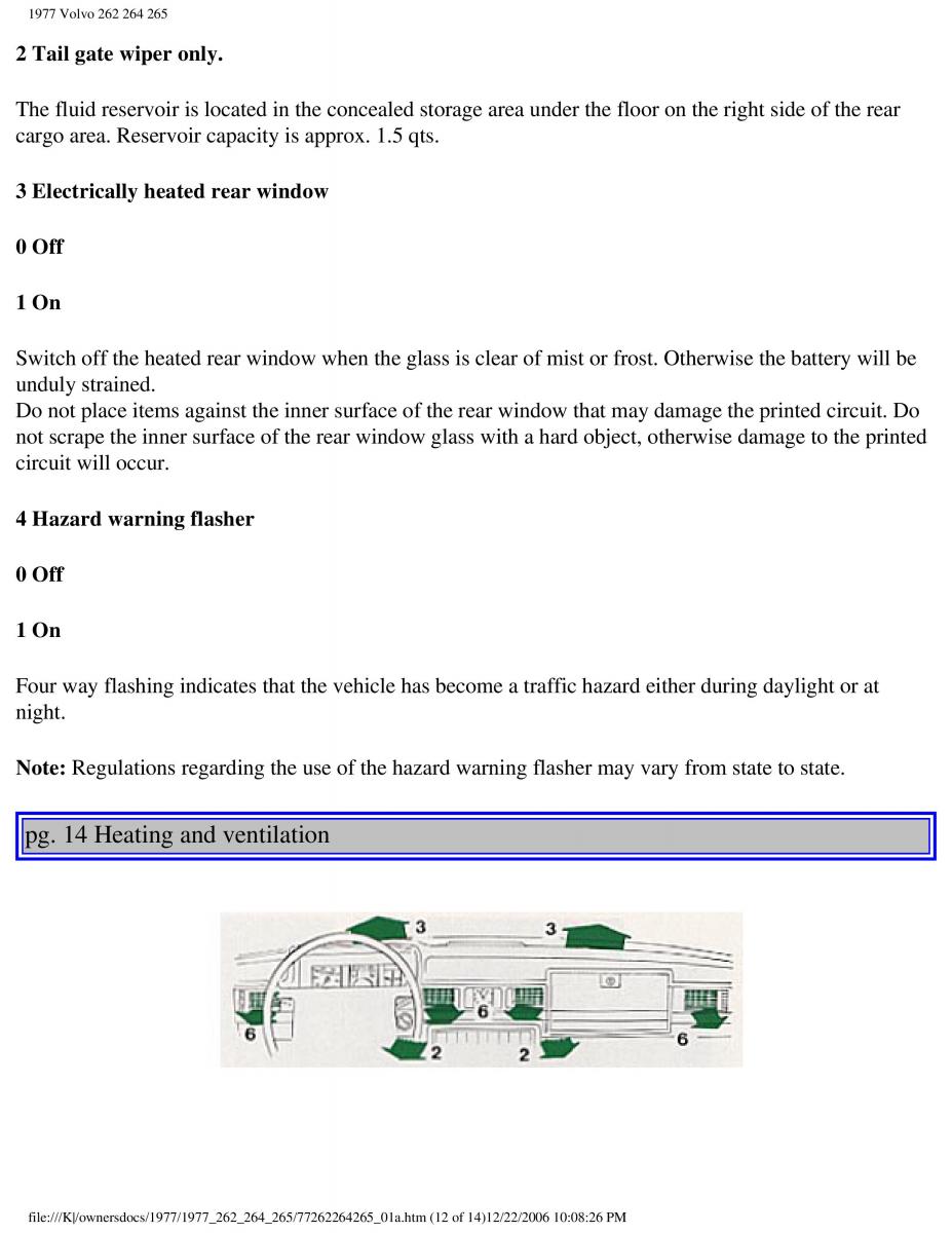 Volvo 262 264 265 owners manual / page 16