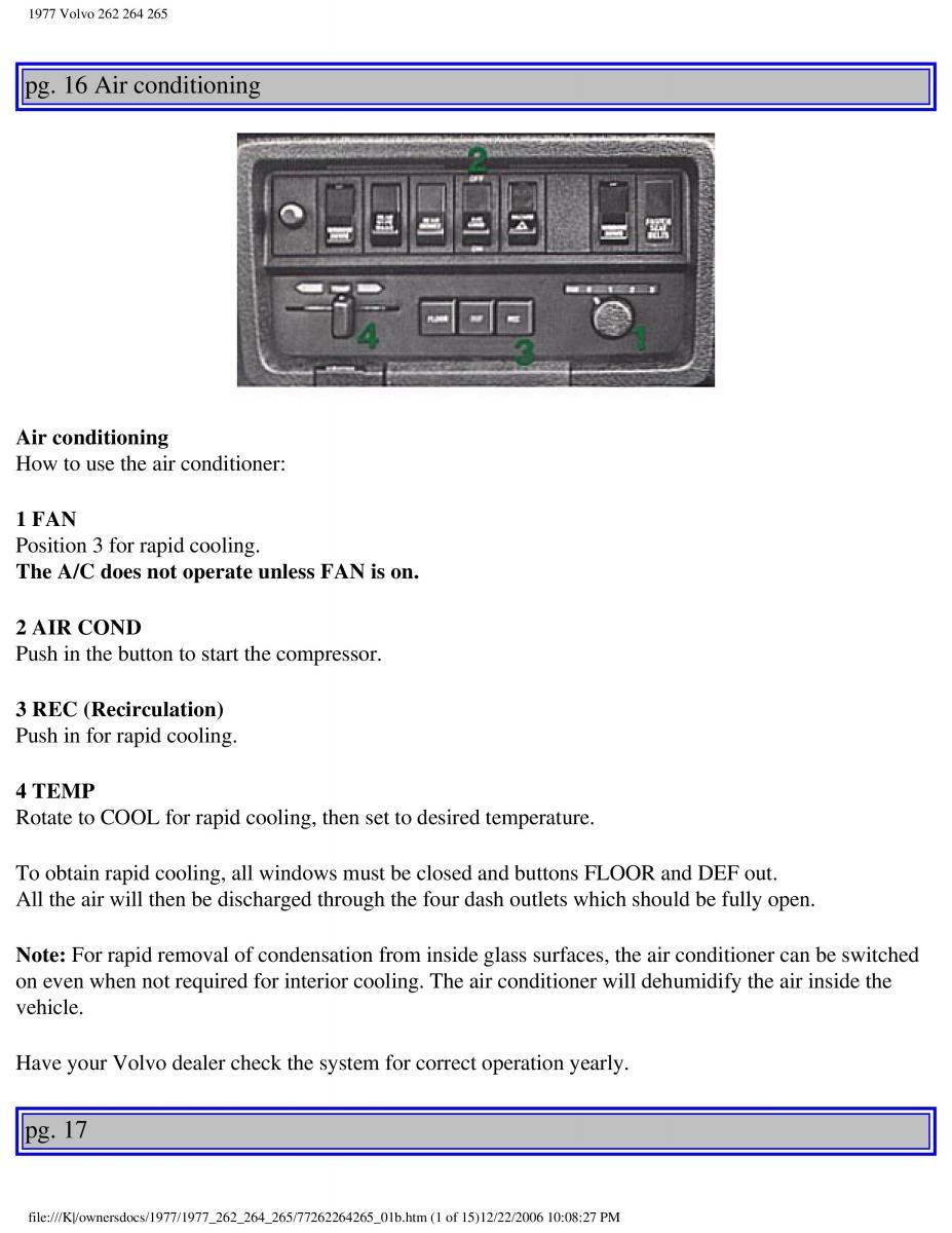 Volvo 262 264 265 owners manual / page 19