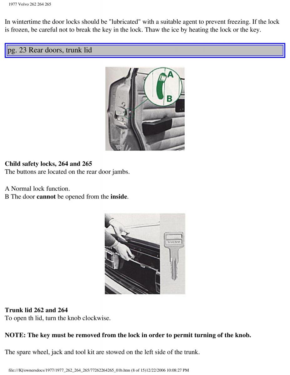 Volvo 262 264 265 owners manual / page 26
