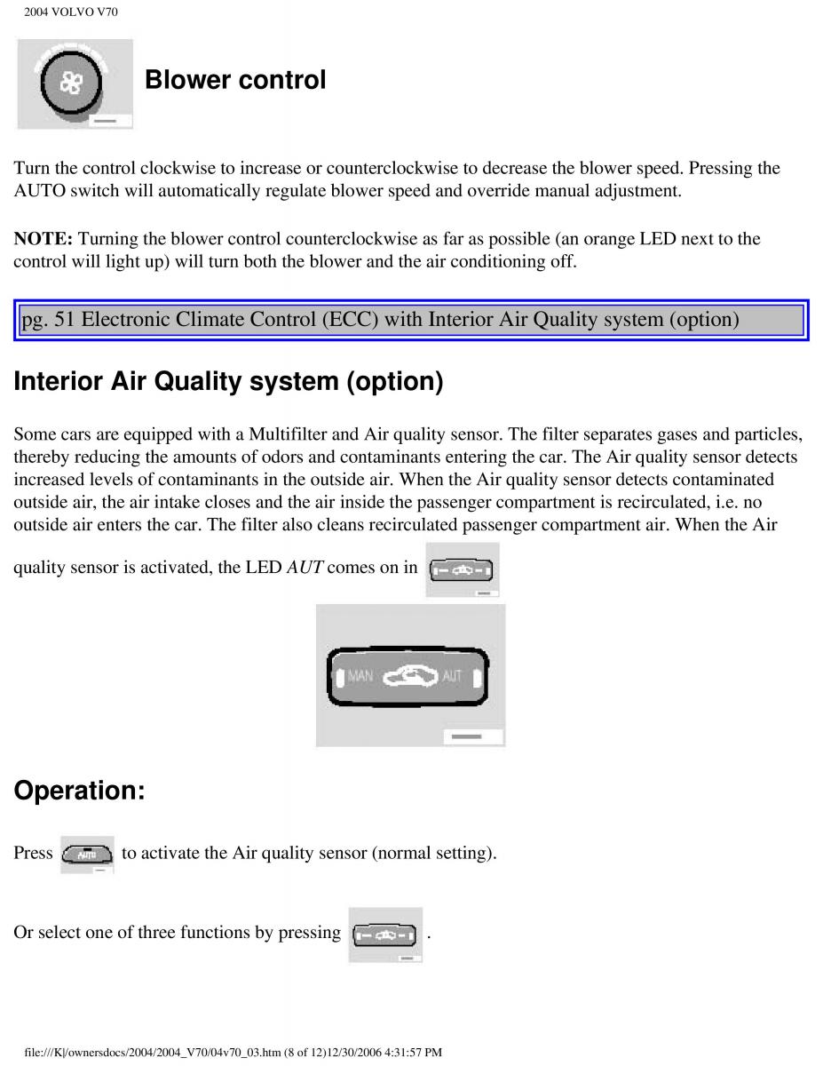 Volvo V70 II 2 owners manual / page 78