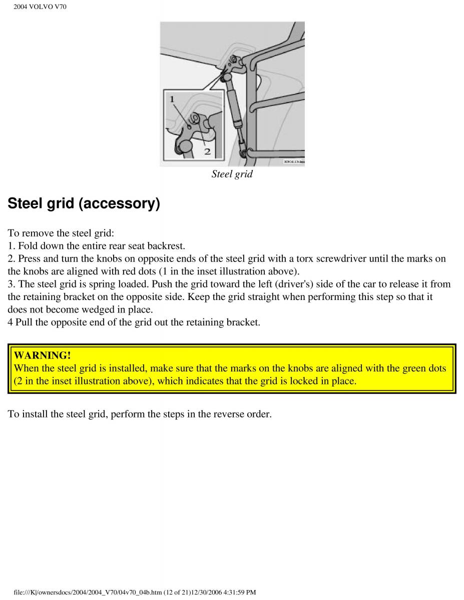 Volvo V70 II 2 owners manual / page 105