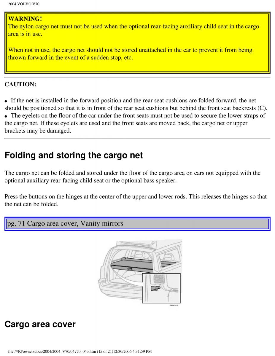 Volvo V70 II 2 owners manual / page 108