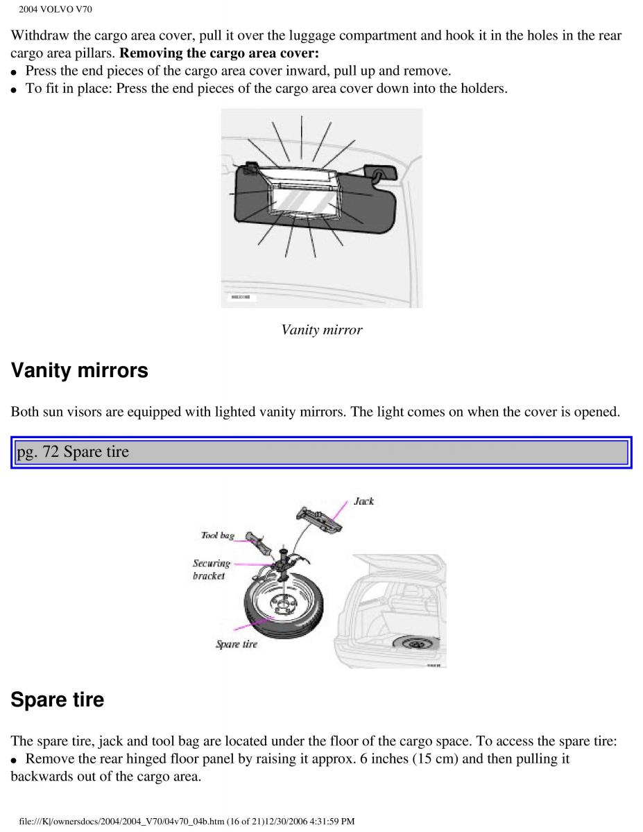 Volvo V70 II 2 owners manual / page 109