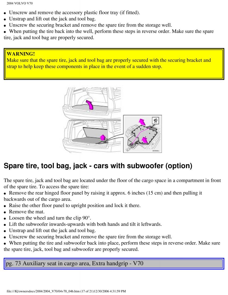 Volvo V70 II 2 owners manual / page 110