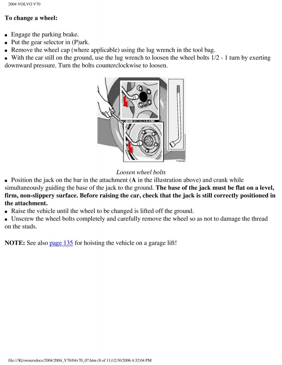 Volvo V70 II 2 owners manual / page 167