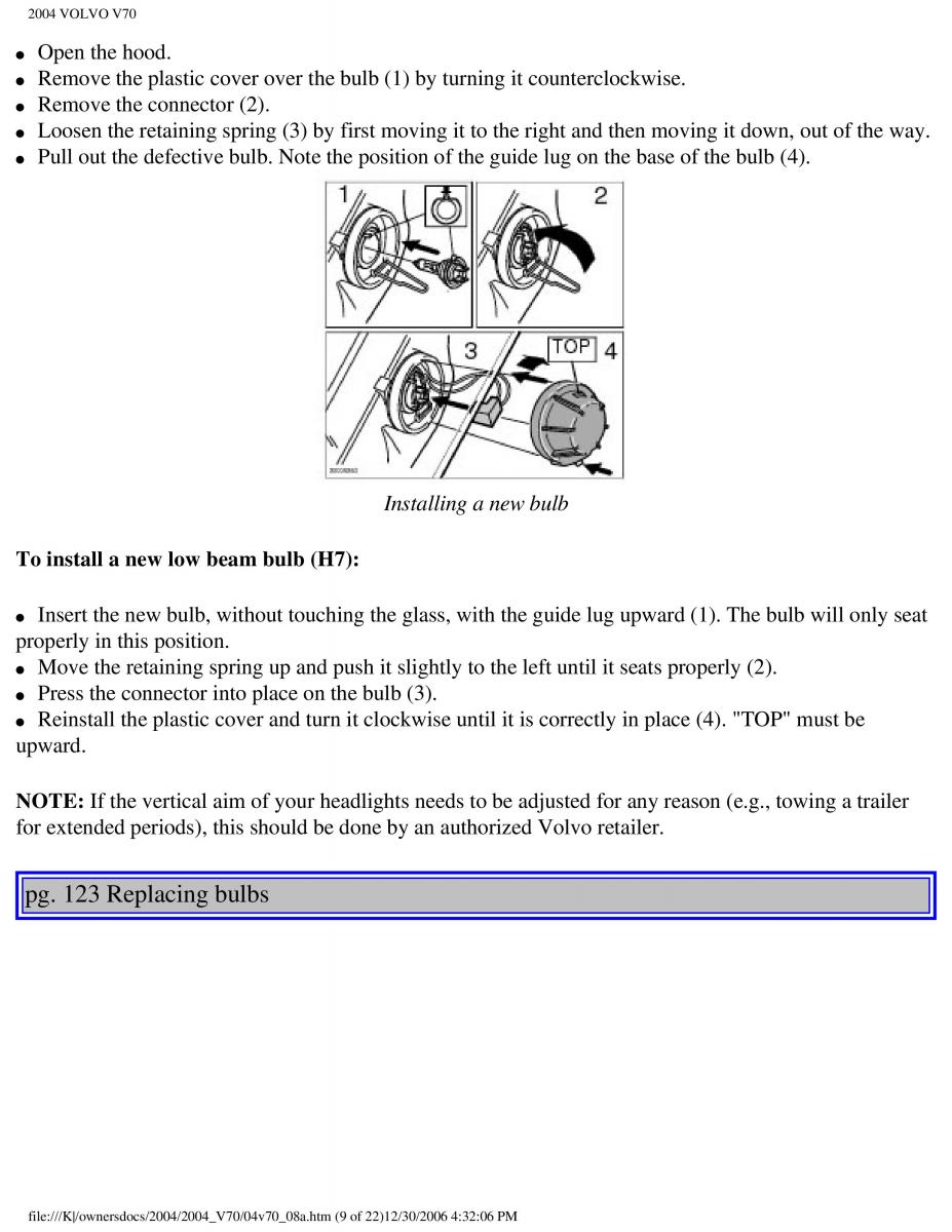 Volvo V70 II 2 owners manual / page 179
