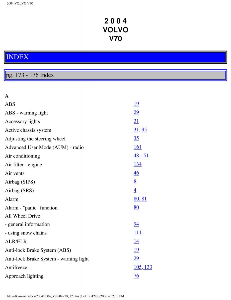 Volvo V70 II 2 owners manual / page 249