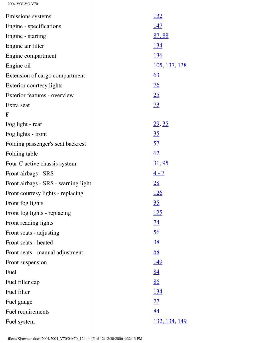 manual  Volvo V70 II 2 owners manual / page 253