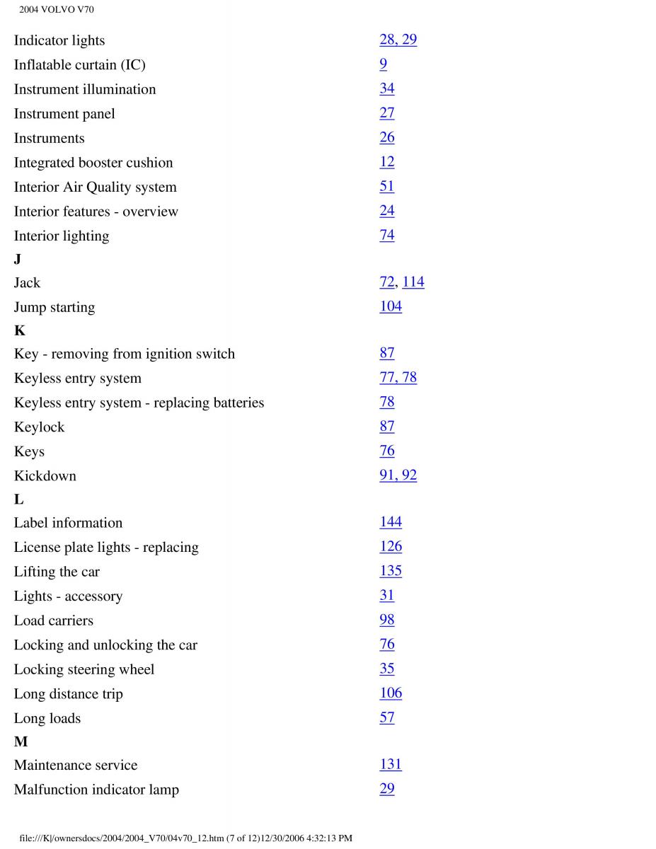 manual  Volvo V70 II 2 owners manual / page 255