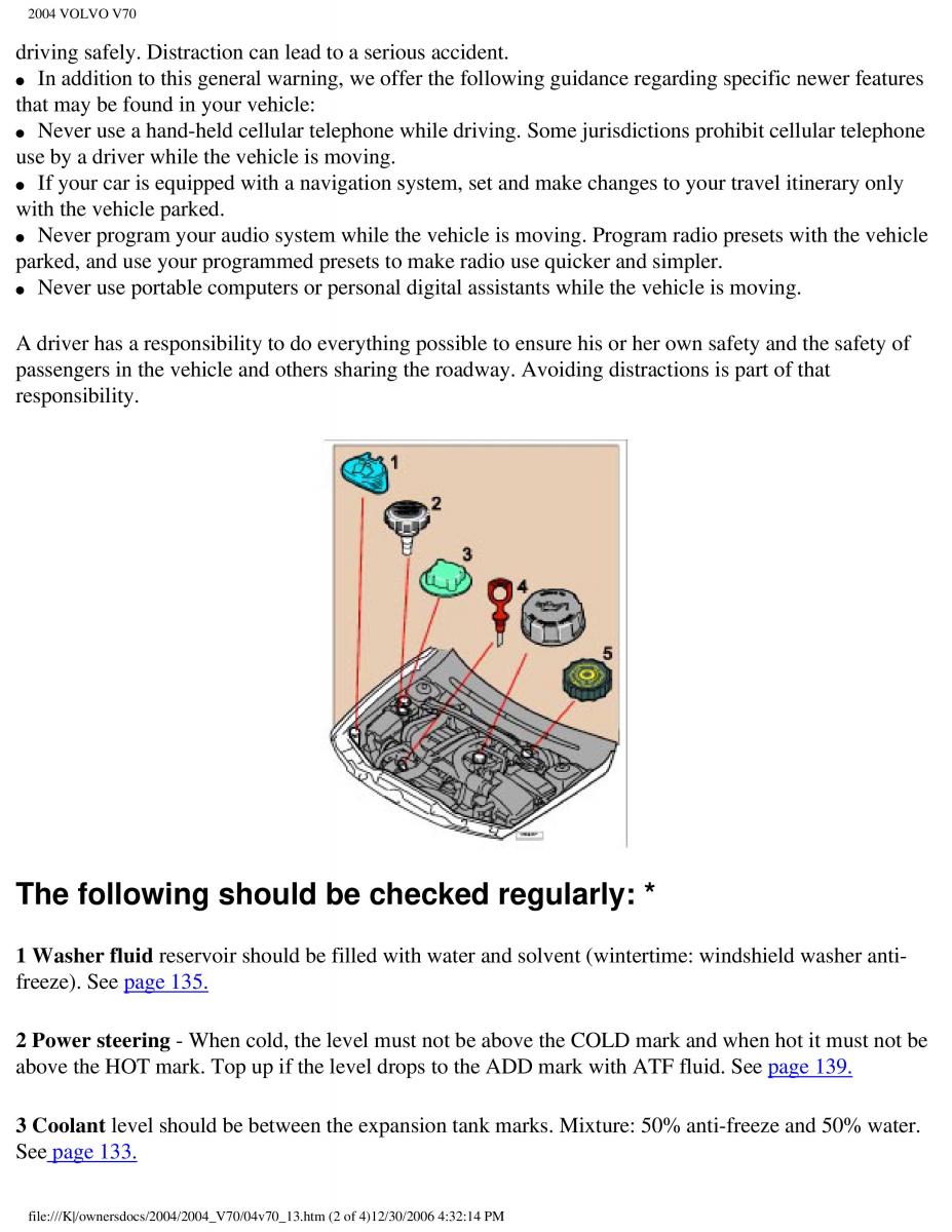 manual  Volvo V70 II 2 owners manual / page 262