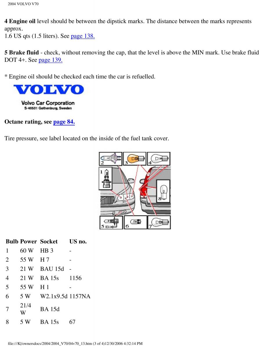 manual  Volvo V70 II 2 owners manual / page 263
