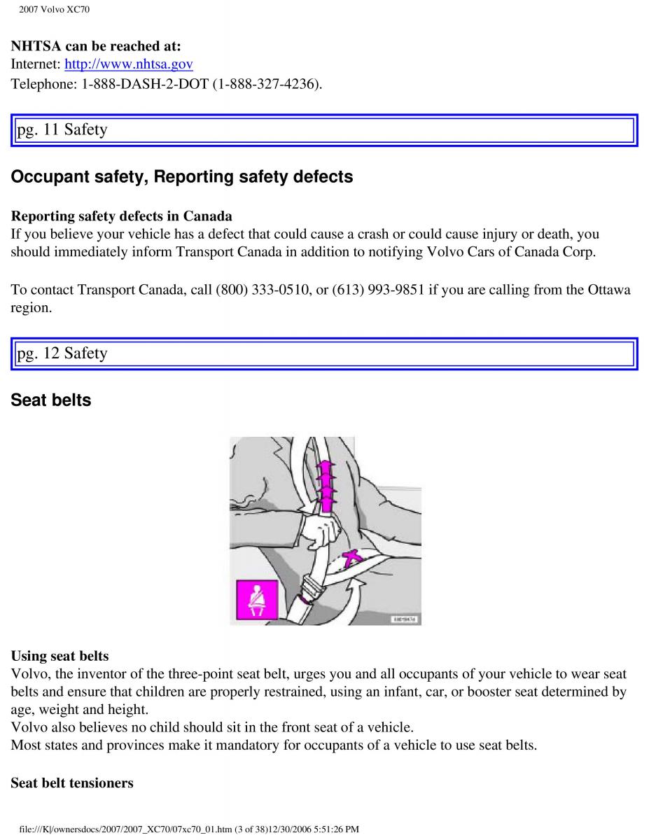 Volvo XC70 Cross Country 2007 owners manual / page 9