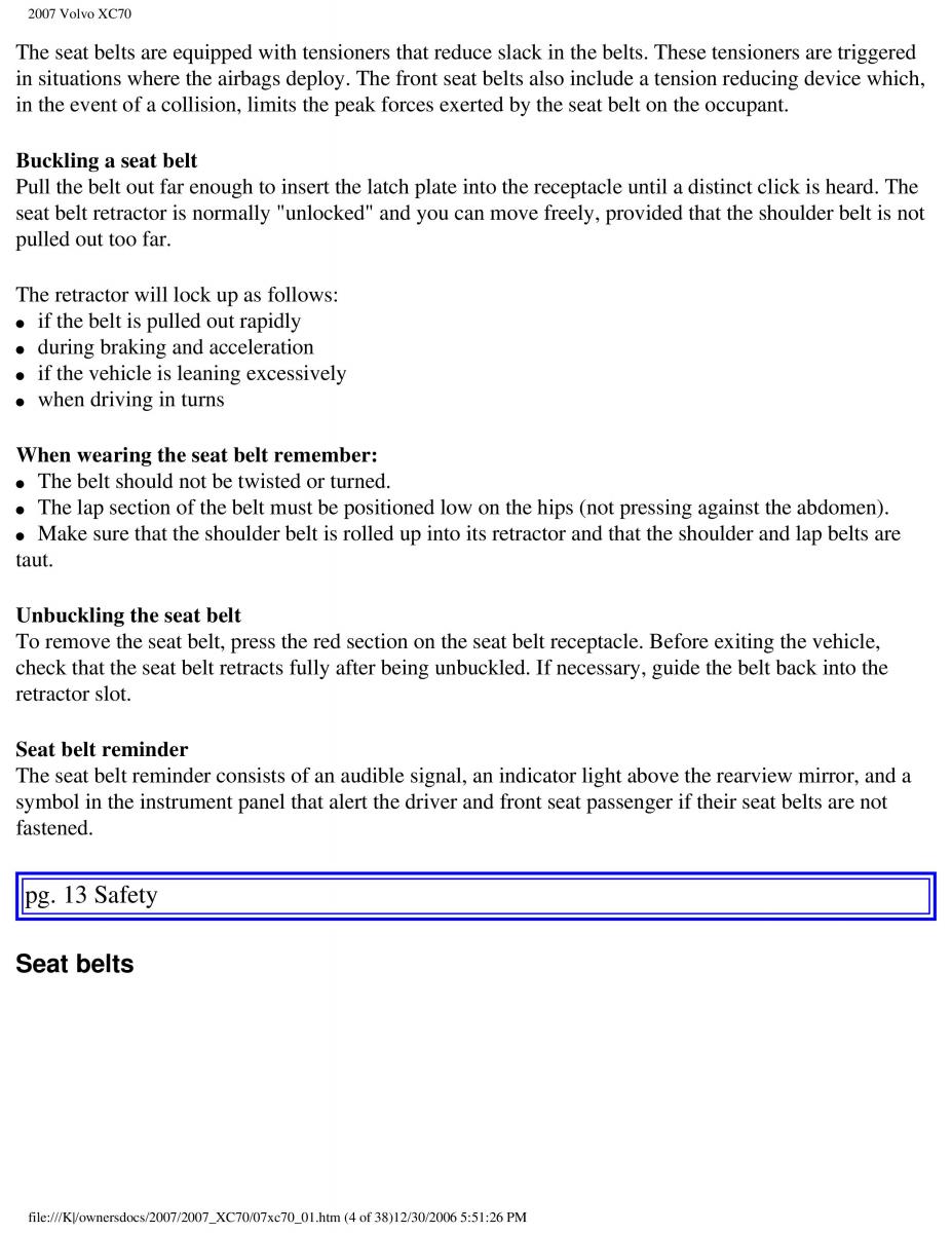 Volvo XC70 Cross Country 2007 owners manual / page 10