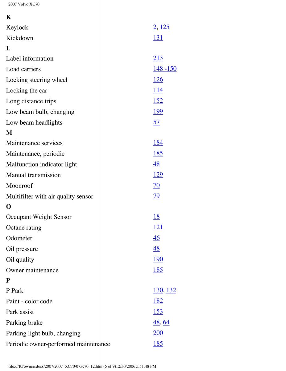 manual  Volvo XC70 Cross Country 2007 owners manual / page 279