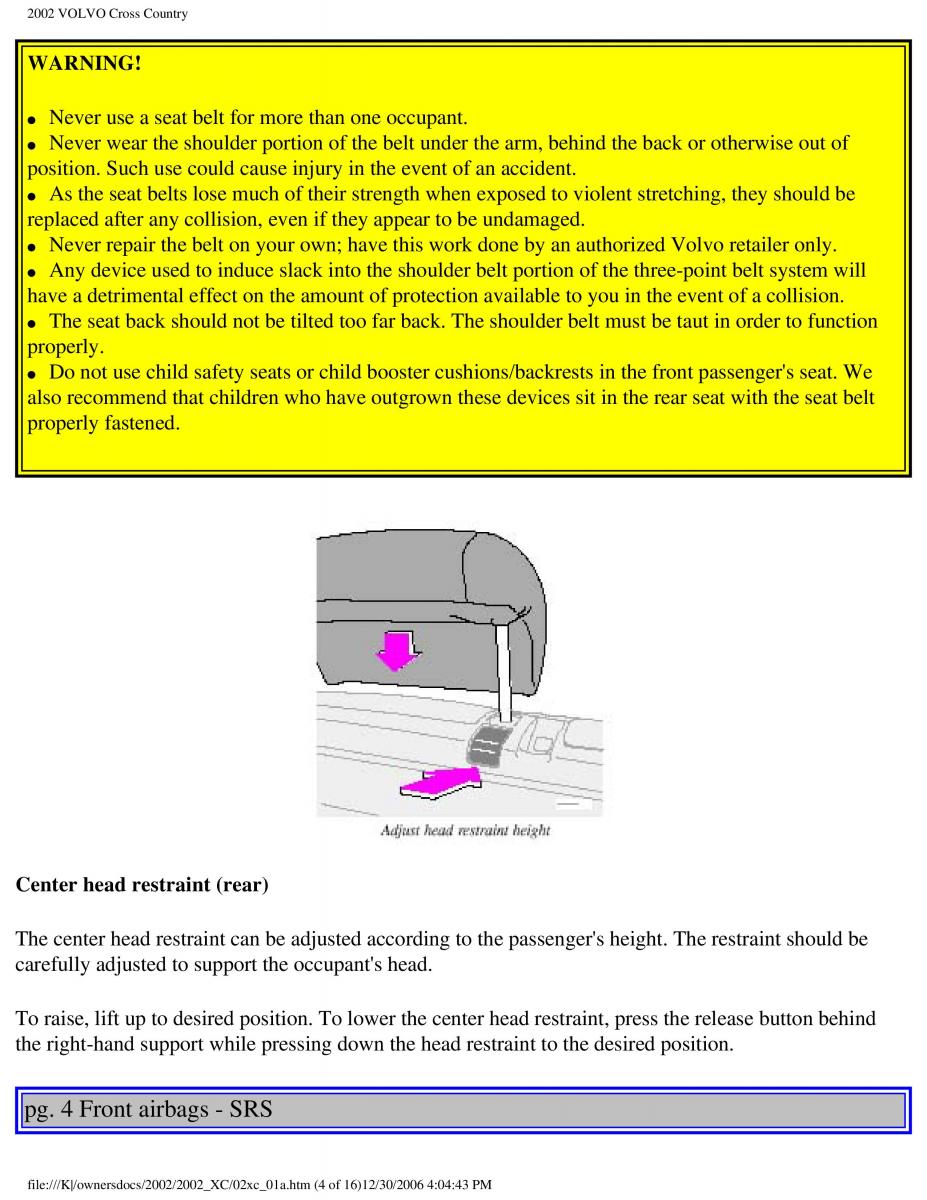 manual  Volvo XC70 Cross Country owners manual / page 9