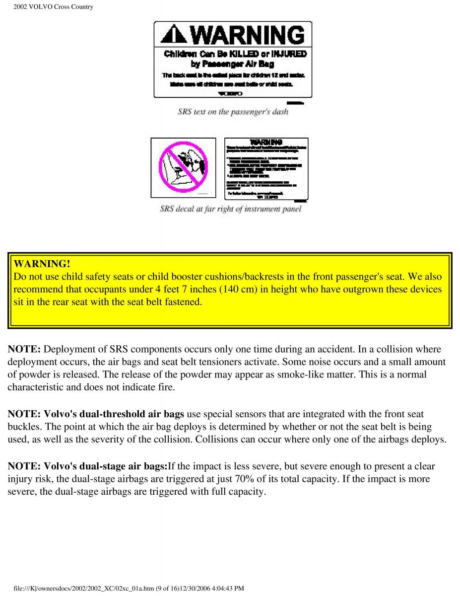 manual  Volvo XC70 Cross Country owners manual / page 14