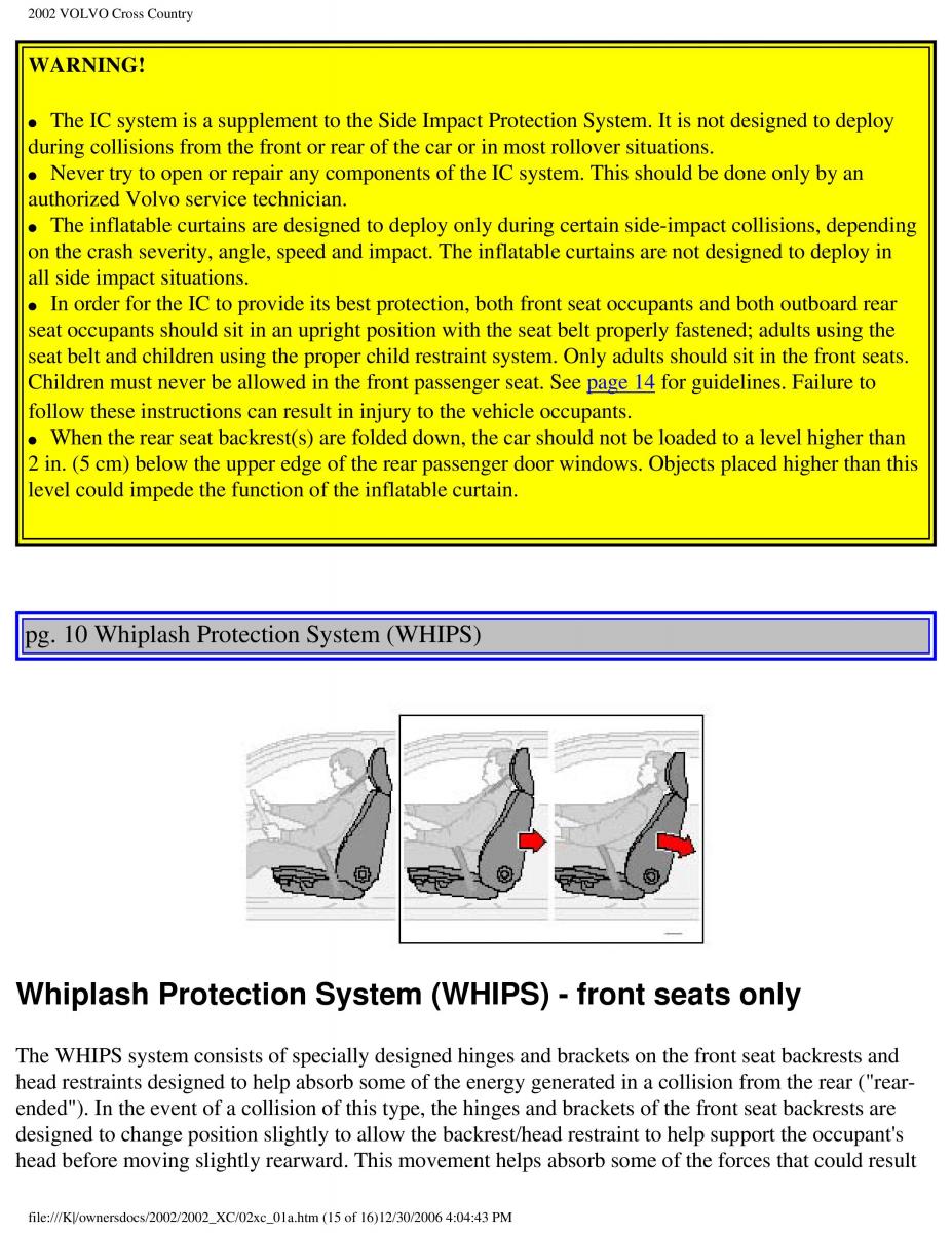 Volvo XC70 Cross Country owners manual / page 20